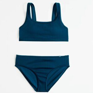 Abercrombie Kids Scoop Neck High-Waist Two-Piece Swimsuit – Dark Green – NWT